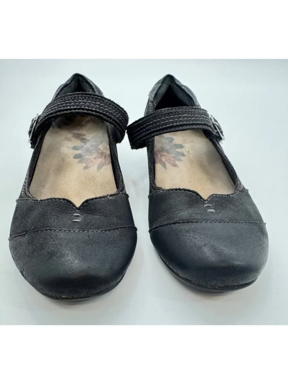 Taos Black Leather Virtue Mary Jane Shoes Womens Size 7 US / 38 EU With Adjustab - Picture 2 of 11